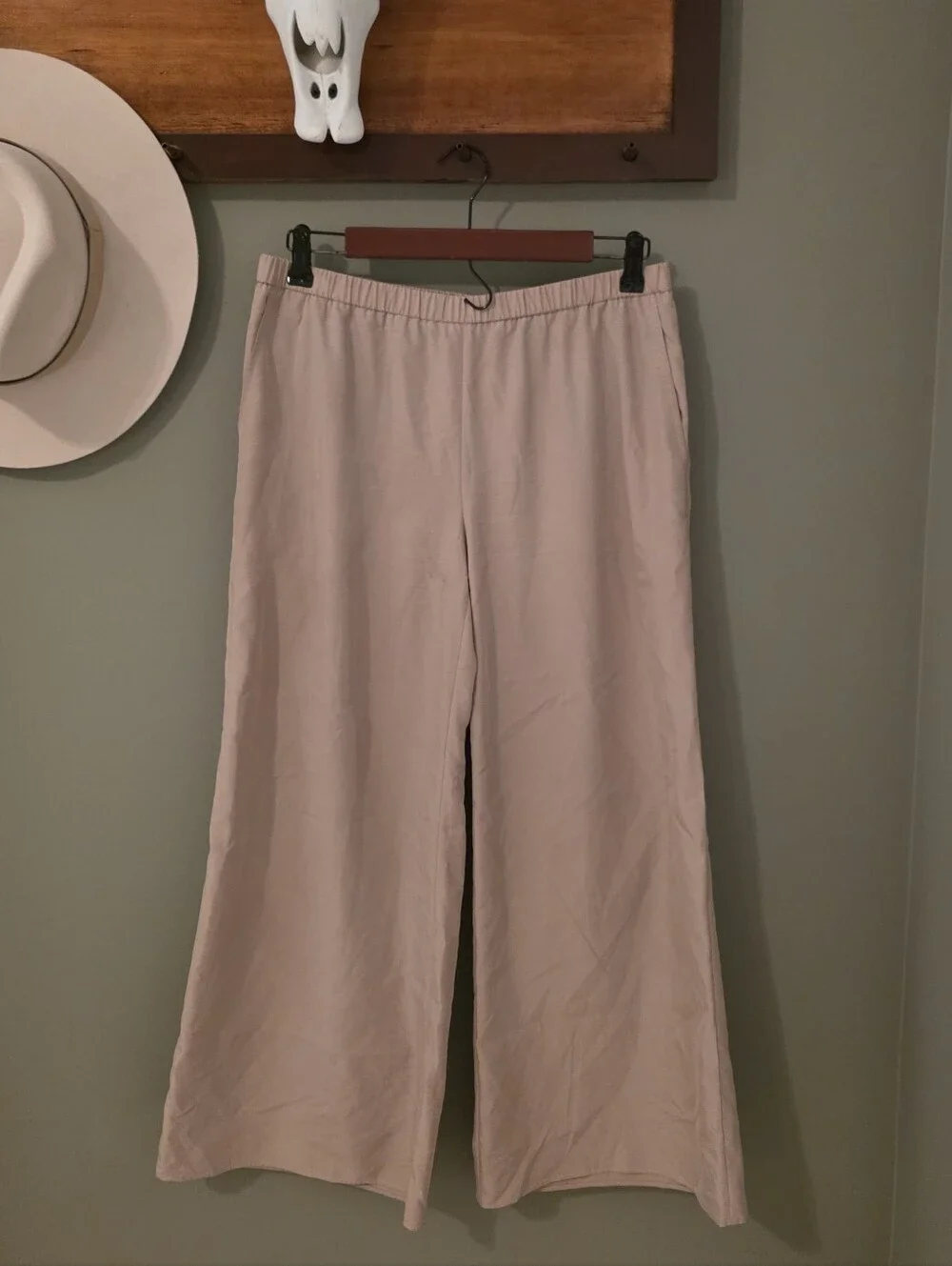 Eileen Fisher Neutral Pull On Wide Leg Pants PS